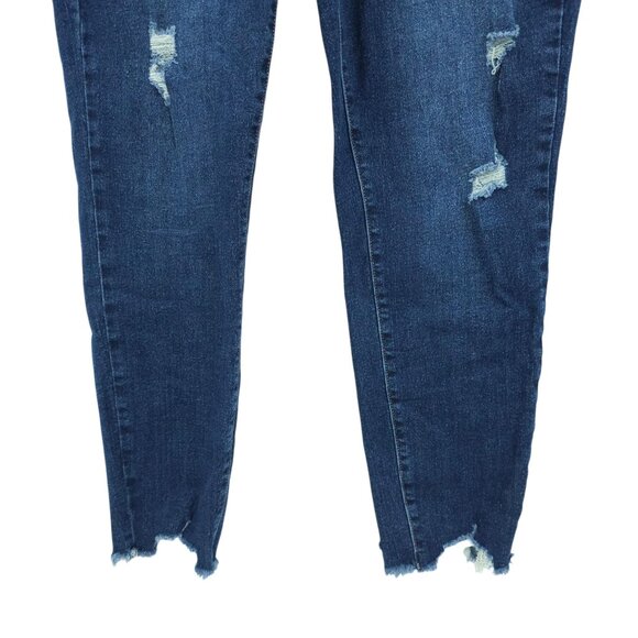 Nicole Miller Jeans Soho High Rise Ankle Skinny Size 14 Stretch Distressed Dark - Picture 14 of 15